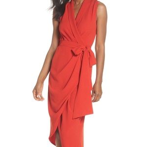 C/MEO Collective Red Asymmetrical Wrap Dress